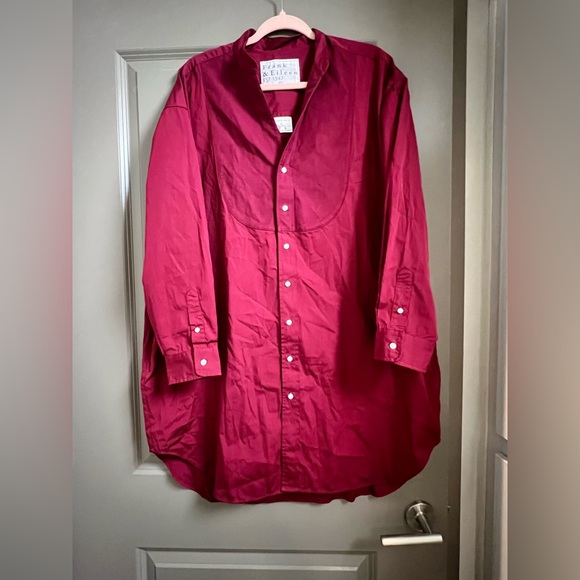 Frank & Eileen TORI Italian Tuxedo Shirtdress in Superluxe Red Cotton Sz Medium - Picture 3 of 7